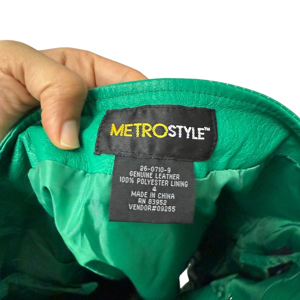 Vintage Metrostyle Green Genuine Leather Pencil Skirt Women's Size 4 - Picture 7 of 9